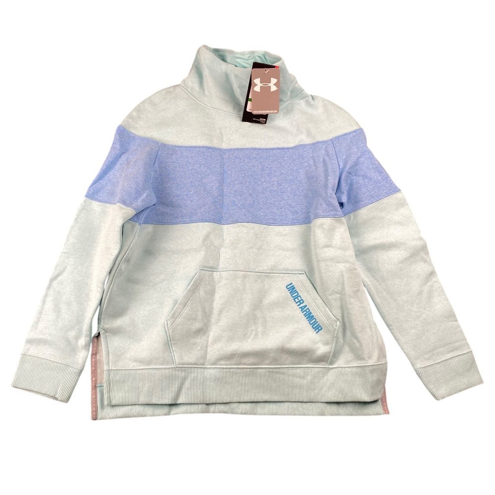 Under Armour Youth Hoodie‎ Pullover Blue Colorblock Funnel Neck Sweatshirt 0130